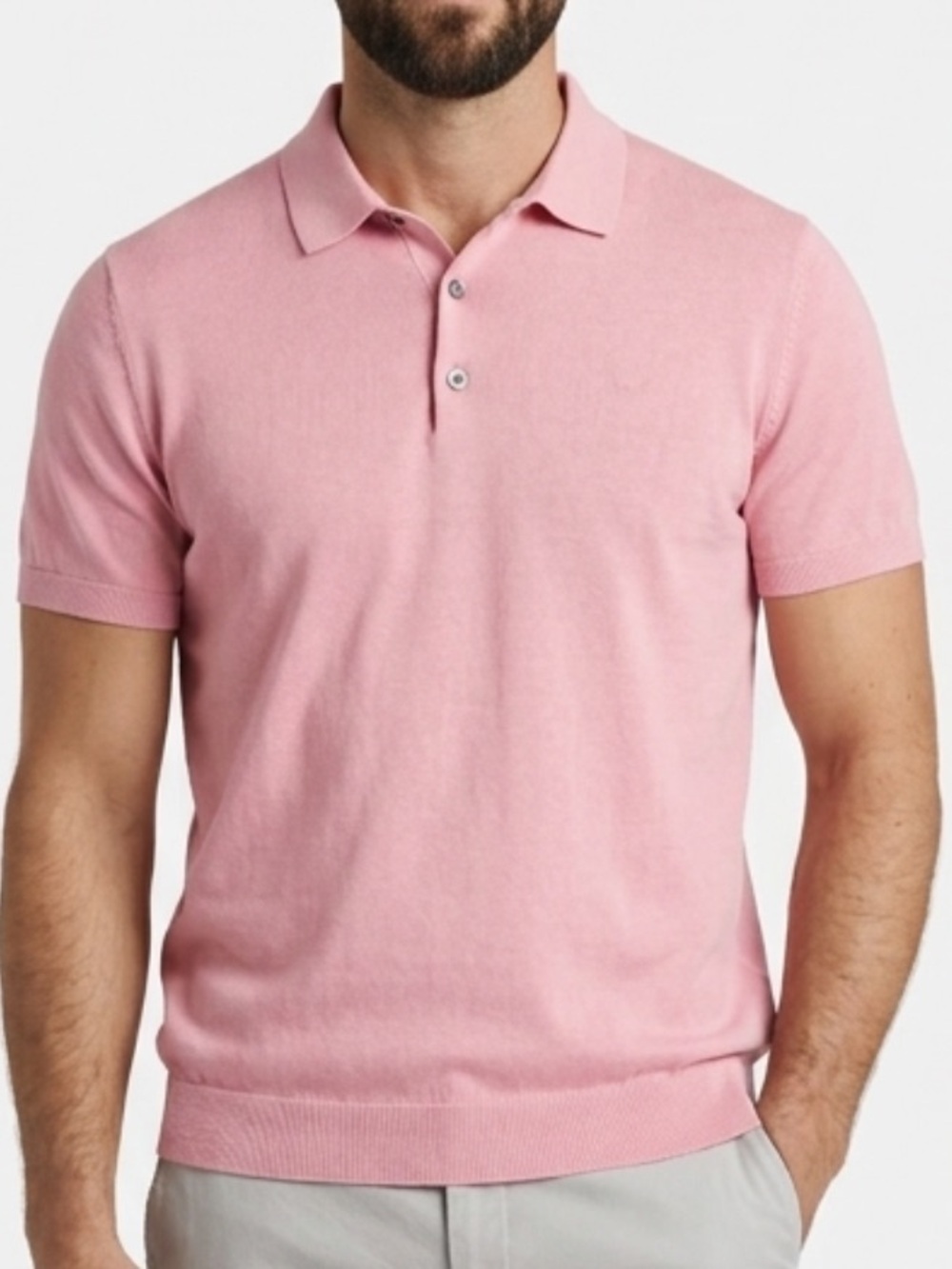 Massimo Dutti size large 100% cotton Men's Pink Short-Sleeve Polo Shirt